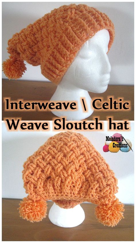 Interweave Cable Stitch Slouch Hat– Free Crochet Pattern & Video tutorials - By Meladora's Creations Crochet Pattern Video Tutorials, Beanie Diy, Slouch Hats, Hat Free Crochet Pattern, Crochet Cable Stitch, Crochet Adult Hat, Plaid Crochet, Crochet Geek, Crochet Cable