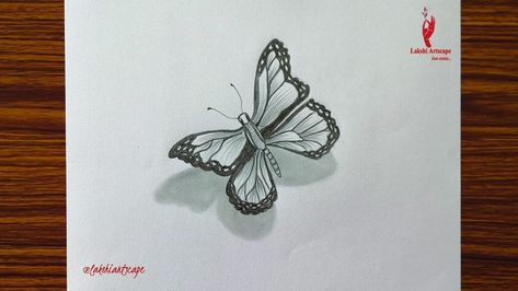 3d Butterfly Drawing, Butterfly Drawing Step By Step, Butterfly Pencil Drawing, Blending Stump, How To Draw 3d, Draw 3d, Butterfly 3d, Drawing Step By Step, Drawing Step