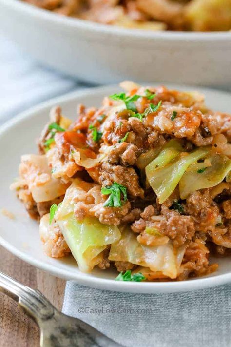 This easy low carb pork and cabbage skillet is comfort food heaven. We love serving this during the cold winter months! #easylowcarb #skilletdinner #porkandcabbage #pork #cabbage #groundporkrecipe Pork And Cabbage Recipes, Keto Ground Pork, Ground Pork And Cabbage, Fried Cabbage With Sausage, Cabbage Skillet, Bacon Fried Cabbage, Ground Beef And Cabbage, Ground Pork Recipes, Low Carb Pork