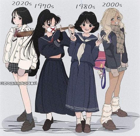 Nanchatte Seifuku Aesthetic, Female Delinquent Character Design, Gyaru Fashion School, Japanese School Outfits Drawing, Gyaru Illustration, Japanese Delinquent Aesthetic, Sukeban Art, Delinquent Outfit, Gyaru School Uniform