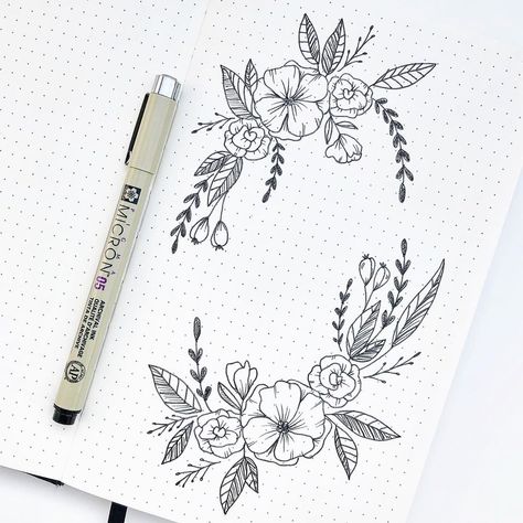 More flower practice, this time an open floral frame 🌸 .  #flowers #botanicalillustration #botanicallinedrawing #flowerart #sketchbook… Drawing Floral Designs, Floral Elements Vector, Fall Flower Doodles, Bujo Flower Theme, Sketches Geometric, Red Rose Tattoo Design, Sketches Line Art, Minimalist Flower Drawing, 2023 Doodle