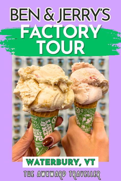 If you're wondering if the Ben & Jerry's factory tour in Waterbury is really worth the drive, read all about my experience and decide for yourself! #vermont #newhampshire #newengland Waterbury Vermont, Pint Of Ice Cream, Ice Cream Brands, New Haven Connecticut, Factory Tours, Ben And Jerrys, Simple Budget, Budget Travel, New Hampshire