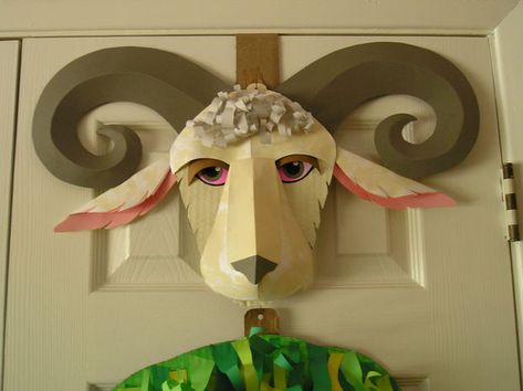 Step by Step- How to Make Cardboard Masks Goat Mask Diy, Cardboard Masks, Kwanzaa Crafts, Dinosaur Puppet, Goat Mask, Vbs Decorations, Cardboard Mask, Dragon Wallpaper Iphone, Fun Costumes