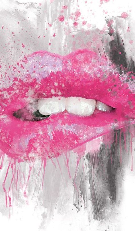 Pink Lips Art, Pop Art Lips, Metal Bird Wall Art, Lips Art Print, Lips Painting, Teeth Art, Silver Wall Art, Love Watercolor, Lip Wallpaper