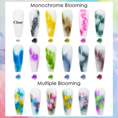 MIZHSE Blooming Gel Nail Polish, 12 Colors Marble Nail Polish, Nail Ink Magic Watercolor Pink Blue Purple Blossom Gel for Manicure Nail Varnish Art Marble Nail Polish, Ink Magic, Magic Watercolor, Nail Ink, Purple Blossom, Black And White Nail Designs, Gel Polish Designs, Nail Paint Shades, Water Marble Nail Art