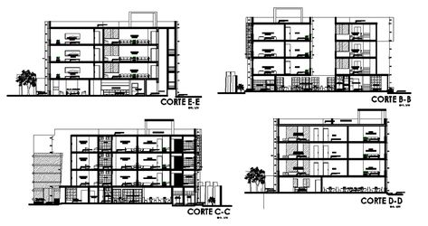 G+3 Storey Hotel Building Section CAD Drawing DWG File - Cadbull Interior Design Sketchbook, Hotel Floor Plan, Hotel Floor, Building Model, Design Sketchbook, H Hotel, Hotel Building, Plans Modern, Building Section