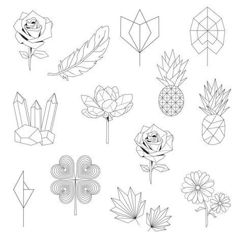 Set of nature linear illustration Free V... | Free Vector #Freepik #freevector #background #pattern #flower #floral Atom Tattoo, Linear Illustration, Flower Icons, Geometric Flower, Linear Pattern, Indian Paintings, Pattern Flower, Landscape Drawings, Art Plastique