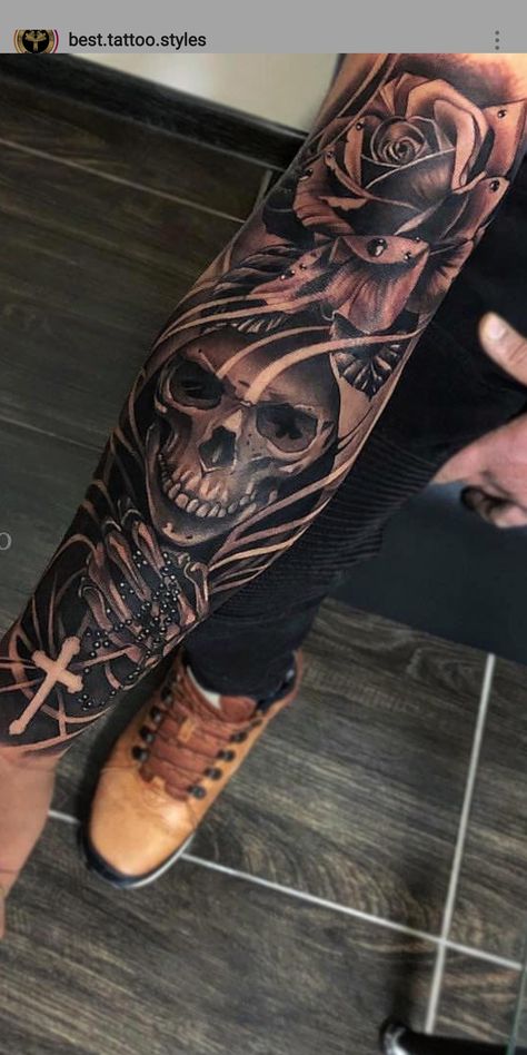 Skill Tattoo Men, Cross Skull Tattoo, Men’s Forarm Tattoos, Skull Forearm Tattoo Men, Dark Tattoo Cover Up Ideas For Men, Santa Muerte Tattoo For Men, Mens Forearm Sleeve, Men’s Forearm Tattoos, Skull Tattoos Men