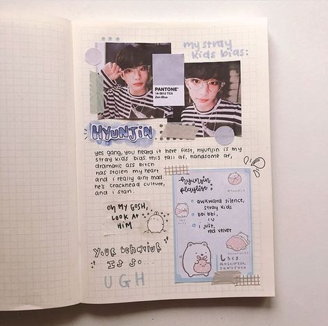 Hyunjin Journal Ideas, Hyunjin Journal, Straykids Journal, Skz Journal, Song Diary, Kpop Journaling, Bullet Journal Font, Bullet Journal Banner, Journal Fonts