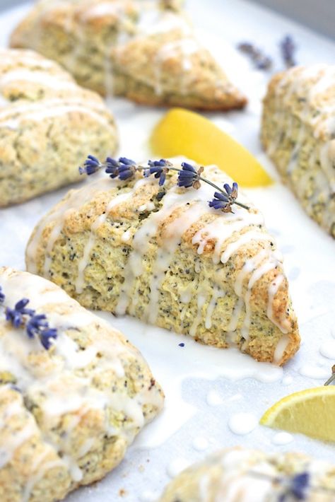 Ostara Recipes, Spring Baking Recipes, Lemon Dessert Recipes Easy, Lemon Poppy Seed Scones, Lemon Sweets, Lavender Scones, Blackberry Lavender, Lavender Recipes, Spring Baking