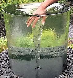 Modern Water Feature Fountain. Vortex Water Fountain Vortex Fountain, Vortex Water, Diy Solar Fountain, Modern Water Feature, Diy Water Feature, Diy Water Fountain, Diy Garden Fountains, Diy Fountain, Backyard Water Feature