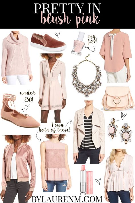 Blush pink finds under $100! The prettiest blush pink clothes and accessories perfect for Valentine's Day straight into Spring! Click through for all the details! www.bylaurenm.com Blush Pink Top Outfit, Blush Pink Clothes, Blush Outfit Ideas, Blush Top Outfit, Blush Pink Outfits Ideas, Pink Purse Outfit, Blush Pink Outfit, Pink Top Outfit, Blush Outfit