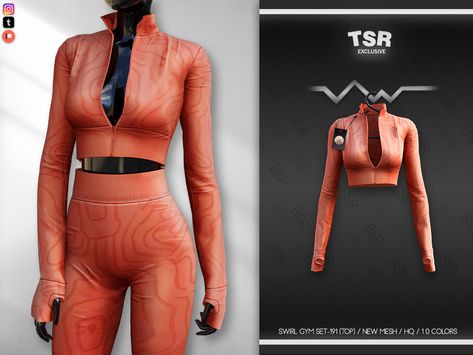 The Sims Resource - SWIRL GYM SET-191 (TOP) BD635 Sims 4 2 Piece Outfit, Sims 4 Thot Clothes Cc, Clothing Cc Sims 4, Cc Shopping, San Myshuno, Sims 4 Tsr, Pelo Sims, Free Sims 4, Sims 4 Game Mods