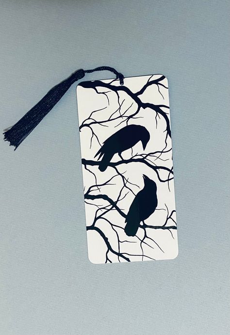 Crow Raven Bookmark Bookish Gift for Book Lover Crow Raven - Etsy Crow Silhouette, Tassel Bookmark, Crow Art, Original Ink Drawing, Raven Art, Crows Ravens, Random Pictures, Bird Lover, Bookish Gifts