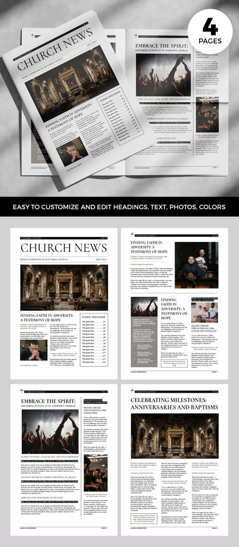 Church+Newspaper Newspaper Edit, Church Brochures, Student Business Cards, Painter Business Card, Dental Business Cards, Restaurant Brochures, Barber Business Cards, Music Business Cards, Catering Business Cards