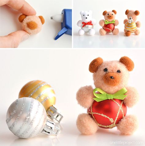 These pom pom teddy bear ornaments are ADORABLE for Christmas and they're super easy to make! All you need are dollar store pom poms and Christmas ball ornaments. This is such a fun dollar store kids craft idea for Christmas and a cute idea for homemade Christmas ornaments! Cutest little teddy bears ever! Teddy Bear Ornaments, Teddy Bear Crafts, Outdoor Christmas Diy, Bear Ornaments, Teddy Bear Ornament, Pom Pom Decorations, Teddy Bear Party, Christmas Ball Ornaments, Diy Pom Pom