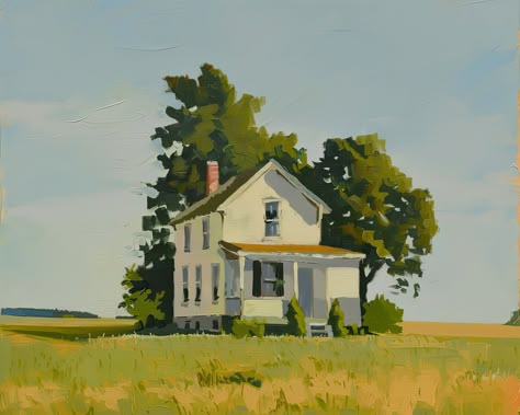 This digital art print features a beautiful painting of historic white farmhouse home in a field surrounded by trees. This peaceful painting evokes the beauty and energy of the natural world. Whether you favor traditional, modern, boho, minimalist decor style, this joyful artwork is a perfect statement print for a gallery wall, in your living room, your bedroom or in any special spot in your home. Once you purchase this art, you will be directed to a link where you can instantly download the files to print. You will receive three 300dpi jpgs that can be printed at the following sizes and ratios: *Any square size up to 30" x 30" *Any 3:2 ratio size up to 30" x 20" *Any 5:4 ratio size up to 30" x 24"  *Any 4:3 ratio size up to 32" x 24" *A2, A3, A4, A5 or A6 You can print this art at Mpix.co Landscape House Painting, Landscape With House Painting, House On A Hill Painting, Simple House Painting, House Painting Canvas, Watercolour House Painting, House Painting Art, Landscape Ideas Painting, Joyful Artwork