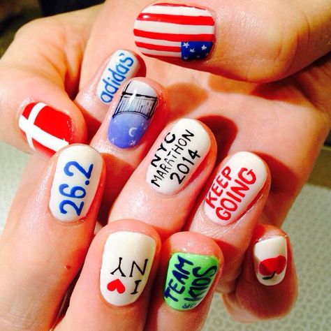 More Super Star Runners Nails for @nycmarathon #GoodLuck #HANDPAINTED #gelnail #nailart #newyork #vanityprojects  (at Vanity Projects) Nyc Marathon Nails, Marathon Nails Design, Chicago Marathon Nails, Marathon Nails, New York Marathon, Nyc Nails, Art Atelier, Caroline Wozniacki, Nyc Marathon