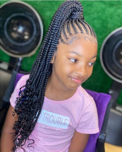 Hairstyles For 6 Year Girl, Hairstyle For Children Girl, Children Hairstyles Black For School, Braid Hairstyles For Black Kids, Cornrows For Kids, Grade Hairstyles, Braids 2022, African Hairstyles For Kids, Braids 2023