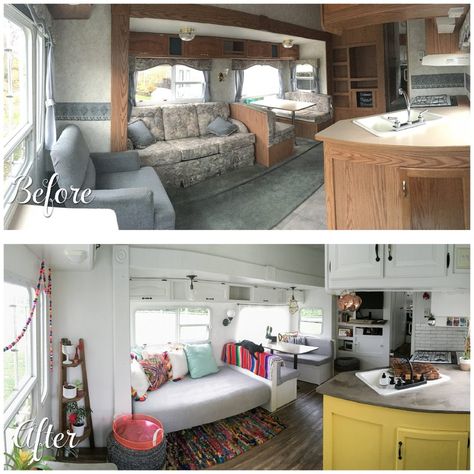 12 Camper Remodel Ideas & DIYS - How To Upgrade Your Camper Rv Interior Remodel, Camper Trailer Remodel, Diy Camper Remodel, Rv Homes, Rv Makeover, Trailer Living, Travel Trailer Remodel, Rv Renovations, Camper Makeover