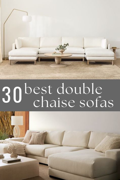 Double Chaise Sofas for Your Living Room Two Chaise Sectional, Couch With Double Chaise, Two L Shaped Couches In Living Room, Double Chaise Sectional Living Room Layout, Sofa With Ottoman As Chaise, Double Sectional Living Room, Chaise Sofa And Two Chairs Layout, Sofa With Chaise Lounge, Double Chaise Couch