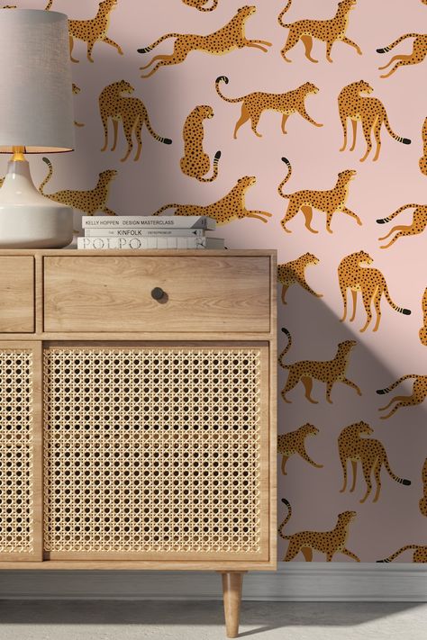 Pink Boho Cheetah Wallpaper Removable and Repositionable Peel - Etsy Canada Boho Cheetah, Cheetah Wallpaper, Cheetah Print Wallpaper, Animal Print Decor, Tiger Wallpaper, Big Girl Bedrooms, Thick Wallpaper, Commercial Wallpaper, Orange Wallpaper