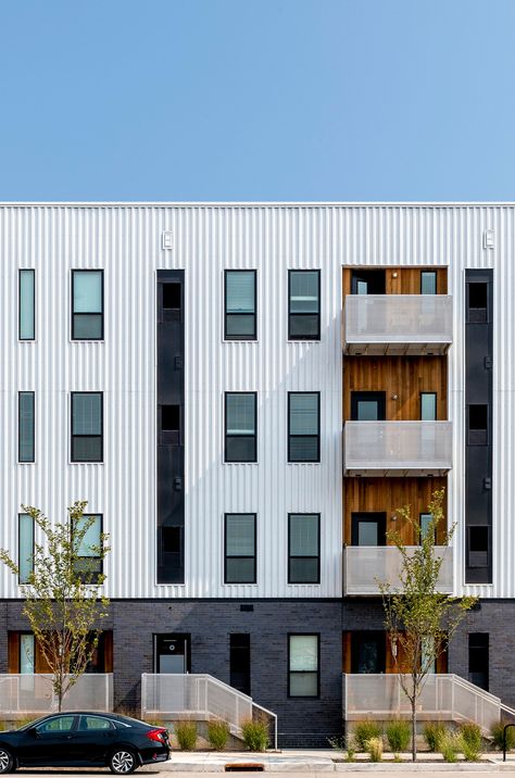 Rowat Lofts - BNIM Amenity Space, Micro Studio, Residential Lobby, Downtown Des Moines, Bedroom Units, Small Apartment Building, Exterior Facade, Apartment Exterior, Modular Housing