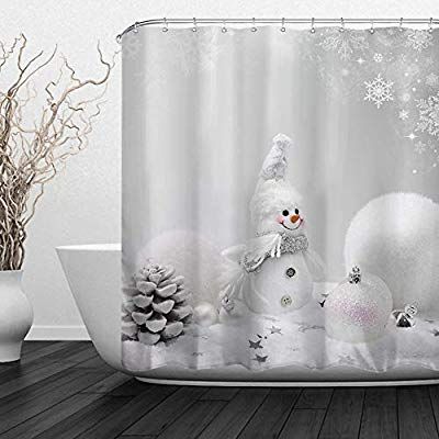 Curtains With Hooks, Snowman Shower Curtain, Christmas Shower Curtain, Bathroom Curtain Set, Extra Long Shower Curtain, Farmhouse Shower Curtain, Christmas Shower, Christmas Shower Curtains, Grey Curtains