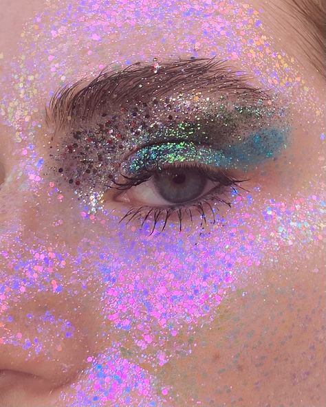 Iridescent Makeup, Alien Makeup, Concert Makeup, Show Makeup, Glitter Liner, Cosmetic Grade Glitter, Apricot Seeds, Aloe Gel, Mascara Brush