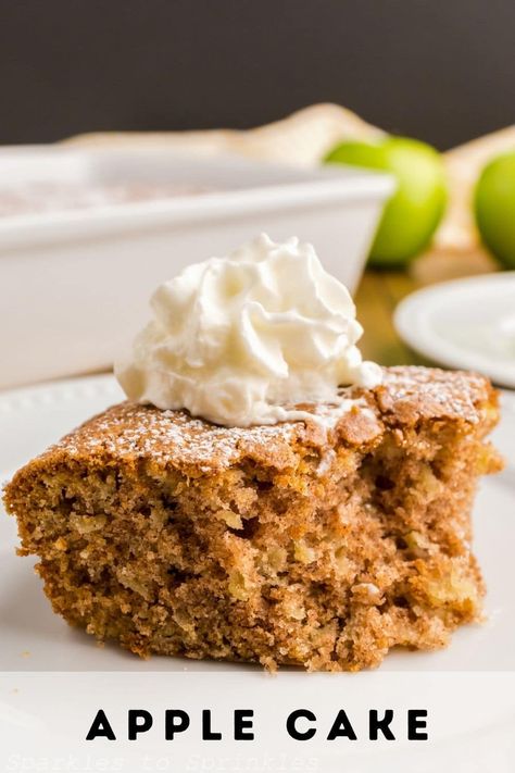 Apple Cake is an easy apple treat that is loved by all. It combines shredded apple pieces in a delicious cake batter that is moist and tender and full of flavor. It is the perfect treat to enjoy for breakfast or dessert! Church Potluck Recipes, Apple Coffee, Apple Cake Recipe, Apple Coffee Cakes, Apple Treat, Classic Recipes, Apple Cake Recipes, Trending Recipes, Easiest Apples