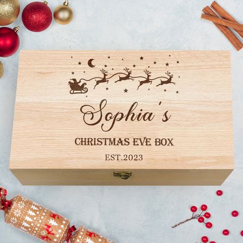 Personalised Christmas Eve Box Gifts Keepsake Wooden Box Custom Xmas Memory Box Gifts with Any Name & Year for Women Men Kids Son Daughter Baby Nephew Wife Husband This Christmas Eve Keepsake Box comes with a clip closure, Dimensions: 35*21*12cm   A lovely way to store precious Christmas Eve bits and pieces. Handmade from fine quality wood, the natural wooden Christmas Eve Box Reuse year after year. Personalised Christmas Eve Box Lovely engraved design with Any name. Select your favourite style, Diy Christmas Eve Box, Christmas Eve Box For Kids, Wooden Christmas Eve Box, Personalised Christmas Eve Box, Dragon Light, Box Gifts, Engraved Design, Christmas Eve Box, Wooden Christmas