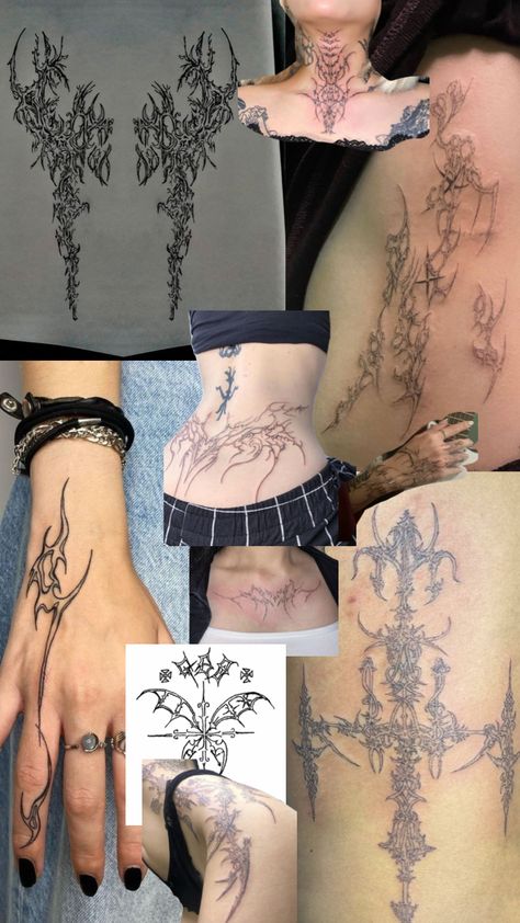 #cybertribal #neotribal #tattoo Tattoo Ideas Cybercore, Cyberealism Tattoo, Body Adornment Tattoos, Cyberglisim Tattoo, Cybersigilism Tattoo Lower Back, Cyberciligism Tattoo Arm, Cyberciligism Tattoo Back, Cybersigil Tattoo Arm, Cybersigilism Hip Tattoo