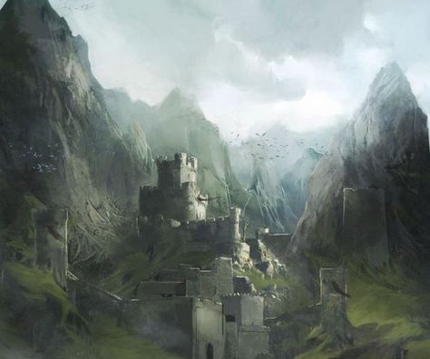 Fortress Concept Art, Mountain Fortress, Mountain Castle, Fantasy Words, Iron Fortress, Minecraft Castle, King In The North, Fantasy Castle, Landscape Decor