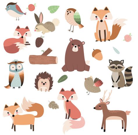 Woodland Svg, Forest Animals Nursery, Fox Svg, Forest Svg, Woodland Forest Animals, Owl Svg, Woodland Clipart, Forest Animal Nursery, Animals Nursery