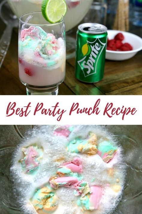 Best Sherbert Punch Recipe, Sherbet Drink Recipes, Party Punch Non Alcoholic With Sherbert, Unicorn Punch Birthday Parties, Party Punch For Kids Birthdays, Birthday Punch For Kids, Kid Punch Recipes, Kids Party Punch Recipes, Punch Recipes Non Alcoholic With Sherbet