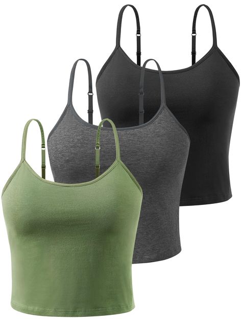 PRICES MAY VARY. ❤MATERIAL:The womens short camisole is made of high-quality cotton and spandex blended fabric,consisting of 95% cotton and 5% spandex.This blended fabric is soft,comfortable,breathable,and durable,able to maintain its shape and structure well. ❤DESIGNED:Our women crop top design with adjustable spaghetti strap and built in bra , so you don't need to wear extra bra.The womens crop top short design can showcase the waistline of women,while having appropriate width and length to ac Spaghetti Crop Top, Basic Crop Tops, Crop Top Designs, Spaghetti Strap Crop Top, Short Design, Womens Camisoles, Cotton Crop Top, Spaghetti Strap Tank Top, Neckline Designs