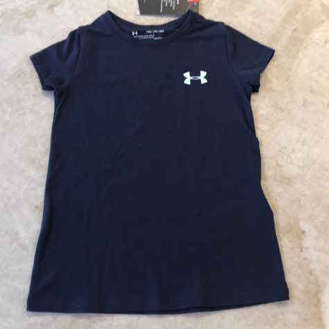 Nwt Xs Girls Navy Blue Under Armor T-Shirt Gym Closet, 13 Wishes, Navy Blue Top, Cindy Kimberly, Shirt Girl, Compression Shirt, Under Armour Shirts, Fancy Outfits, Blue Top