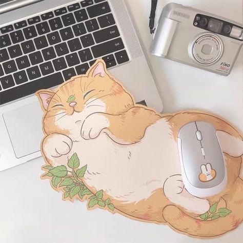 Computer Desk Mat, Leather Desk Pad, Cute Mouse Pad, Cat Rabbit, Custom Mouse Pads, Cat Mouse, Leather Office, Gaming Decor, Cute Mouse