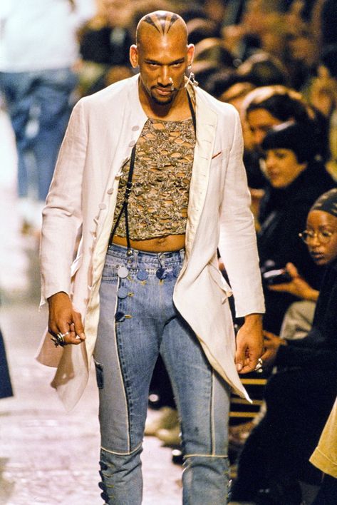 The Life And Times Of 1990s Superstar Vladimir McCrary | British Vogue Vladimir Mccrary, Paul Gaultier Spring, 90s Runway, Vintage Mens Fashion, Man Fashion, Man Style, Paul Gaultier, Jean Paul, Jean Paul Gaultier