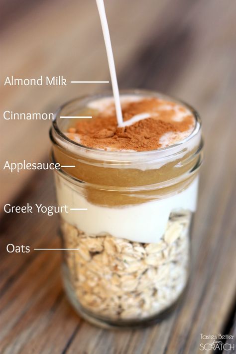 Cinnamon Apple Overnight Oats make the easiest, healthy, grab-and-go breakfast! Recipe on TastesBetterFromScratch.com Cinnamon Apple Overnight Oats, Apple Overnight Oats, Breakfast Oatmeal, Overnight Oat, Overnight Oatmeal, Cinnamon Apple, Overnight Oats Recipe, Think Food, Oats Recipes