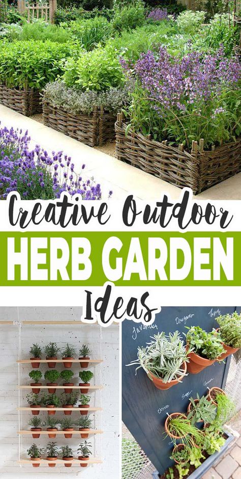 Creative Outdoor Herb Garden Ideas • The Garden Glove Small Outdoor Herb Garden Ideas, Kitchen Herb Garden Ideas, Outdoor Herb Garden Ideas, Herb Garden Ideas Outdoor, Patio Herb Garden, Herb Garden Ideas, Herb Garden Planter, Outdoor Herb Garden, Herb Garden Design