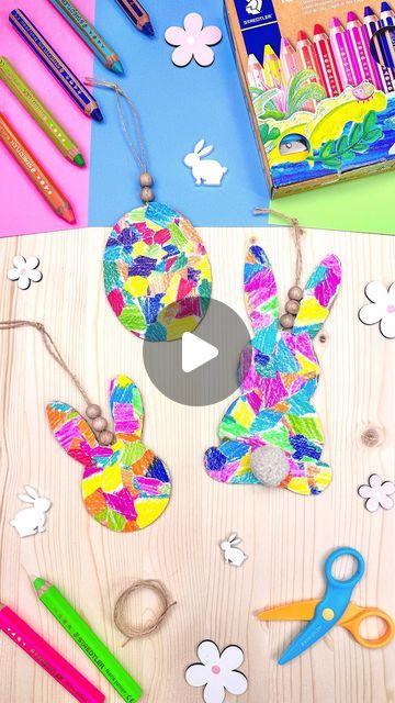 STAEDTLER on Instagram: "Get creative with your little ones and some leftover paper scraps this Easter! Use our Noris junior pencils to add vibrant colours to torn paper pieces. Attach them to cardboard cutouts, add a string, and voila! Your colourful Easter ornaments are ready to hang on the tree. 🌈🐣 

Release your creativity and show us your awesome #artwork by tagging us with #mySTAEDTLER. ♥️ 

#STAEDTLER #EasterEggCrafts #EasterDIY #springcrafts #creative #eastermagic #handmade #Noris #Norisjunior #noriscolour #colouring #doityourself #creativeideasforkids #craftingwithkids #creativity #art #inspiration #kidsactivities #creative #easydiy #selfmade #diyideas #crafty #stationery #family #cute #easter #bunny" Cardboard Cutouts, Easter Egg Crafts, Torn Paper, Easter Colors, Scrap Paper, Creative Kids, Easter Diy, Spring Crafts, Easy Diy