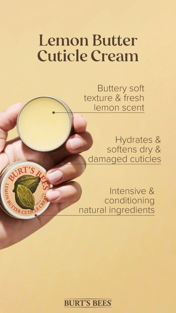 Burt's Bees on Instagram: "Our Lemon Butter Cuticle Cream gets your nails in tip-top shape 😍💅 It nourishes dry, brittle nails for a fresh-from-the-manicure feel by moisturising and softening cuticles. The gorgeous lemon scent is just what you need for a nourishing pampering 🍋 Are pretty nails important to you? 🤔👇 📸 @burtsbeesaus #burtsbeesuk #burtsbees #cuticles #manicure #nails #nailcare #lemons #almondoil #hands #dryhands #brittlenails" Diy Scrubs, Bee Nails, Cuticle Cream, Lemon Scent, Brittle Nails, Diy Scrub, Manicure Nails, Lemon Butter, Burt's Bees