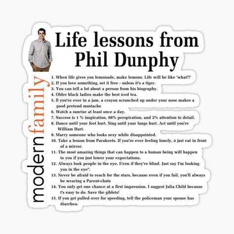 Phil Dunphy Quotes, Cameron Tucker, Modern Family Phil, Kendall Jenner Workout, Modern Family Tv Show, Alex Dunphy, Modern Family Quotes, Phil Dunphy, Grad Quotes