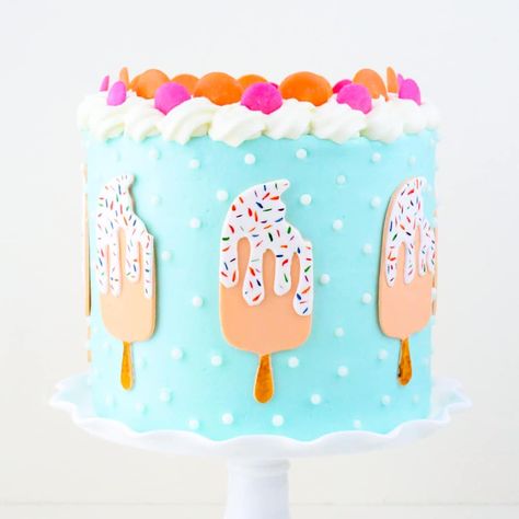 Popsicle Theme Cake, Popsicle Birthday Cake, Fondant Cutouts, Popsicle Cake, Sheet Cakes Decorated, Cake To Go, Popsicle Party, Pop Baby Showers, Cute Birthday Cakes