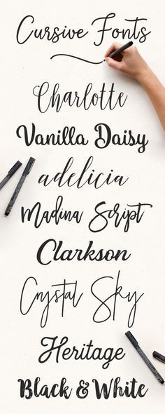 Explore 1,100+ casual, retro, or classically elegant cursive fonts on Creative Market that are eye-catching and memorable. Elegant Cursive Fonts, Tattoo Schrift, Hand Writing, Buku Skrap, Cricut Fonts, Cursive Fonts, Handwriting Fonts, Font Design, Calligraphy Fonts