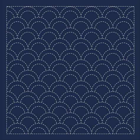 Seigaiha Sashiko Pattern Sashiko Waves, Sashiko Patterns, Sashiko Pattern, Waves Line, Japanese Patterns, Running Stitch, Wave Pattern, Traditional Japanese, Blue Sea