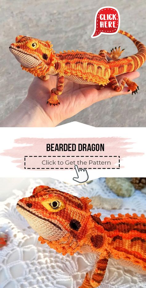 crochet Bearded Dragon easy pattern - Easy Crochet Dragon Pattern for Beginners. Click to Get the Pattern #Dragon #crochetpattern #crochet via @shareapattern.com Crochet Beard, Crochet Dragon Pattern, Crocheted Blankets, Crochet Blanket Designs, Astuces Diy, Crochet Dragon, Clothes Crochet, Crochet Animals Free Patterns, Kids Crochet