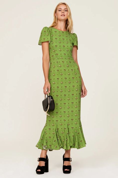 Bouquet Clover Lulani Dress by RHODE for $70 - $85 | Rent the Runway Rhode Dress, Target Dress, Garden Dress, Rent The Runway, Short Sleeve Mini Dress, Red Midi Dress, Green Midi Dress, Puffed Sleeves Dress, Floral Print Shorts