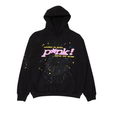 Sp5der P*nk Hoodie 'Black' - 2406 1FW210106PH BLAC Black Punks, Young Thug, Pink Hoodie, Black Hoodie, Oversized Fits, Sweater Hoodie, New Black, Pullover Hoodie, Hoodies Men